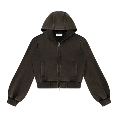 Vintage Wash Full Zip Hoodie - Damen