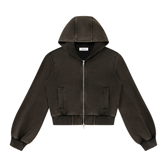 Vintage Wash Full Zip Hoodie - Damen