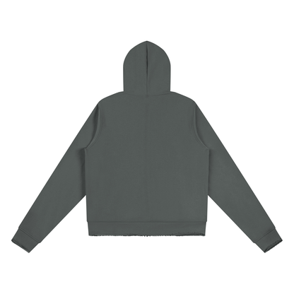 Raw Edge Full Zip Hoodie - Damen