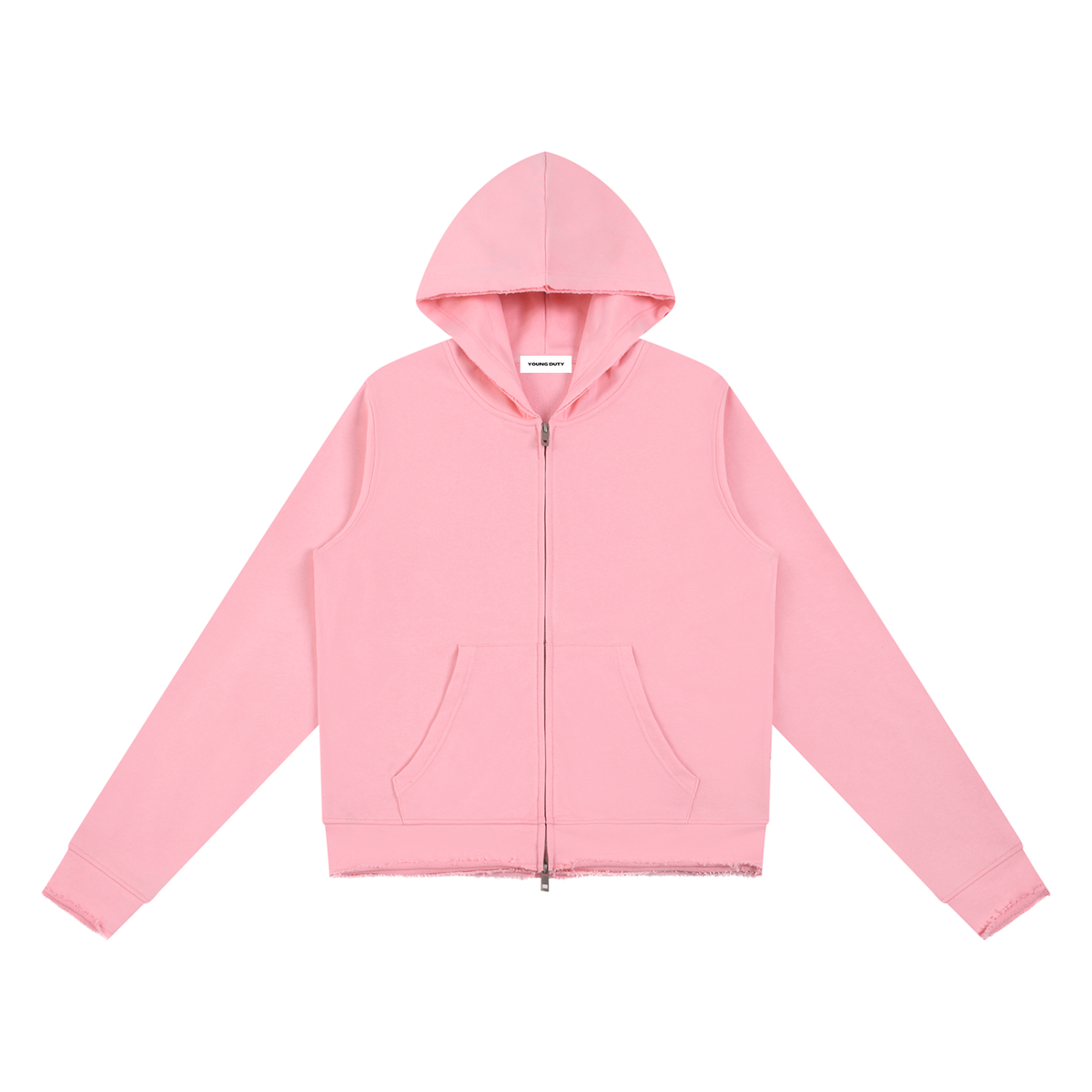 Raw Edge Full Zip Hoodie - Damen