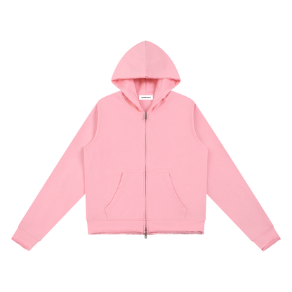 Raw Edge Full Zip Hoodie - Damen