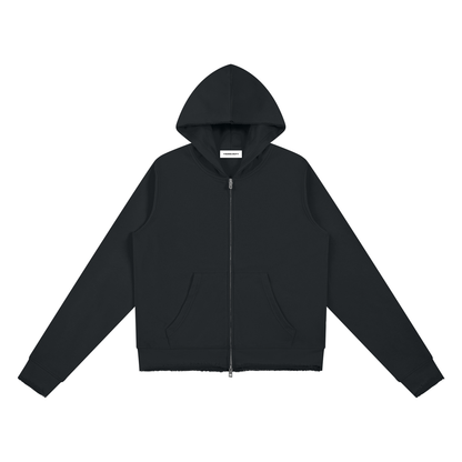 Raw Edge Full Zip Hoodie - Damen