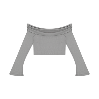 Off-the-Shoulder Langarm T-Shirt - Damen