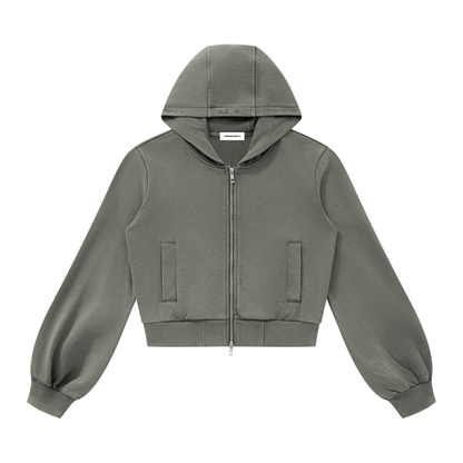 Vintage Wash Full Zip Hoodie - Damen