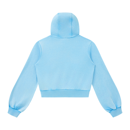 Vintage Wash Full Zip Hoodie - Damen