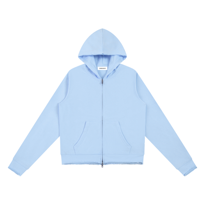 Raw Edge Full Zip Hoodie - Damen